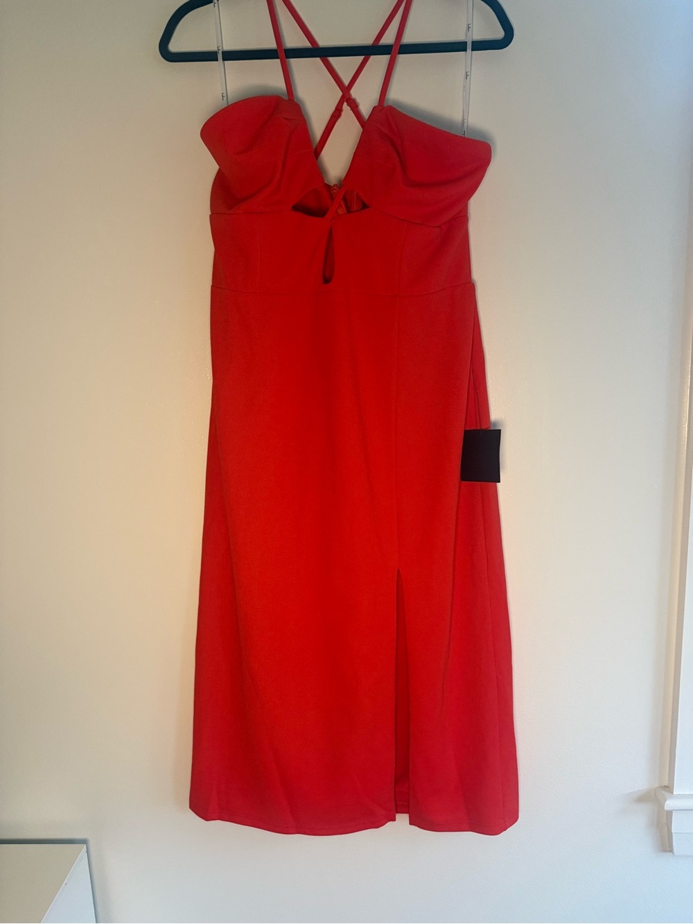 Lulu's Vibrant Red Crisscross Midi Dress